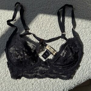 For Love and Lemons Skivvies Black Lace Bra // XS
